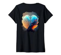 Femme Backprint Boule à Neige de l'espace Extra-atmosphérique T-Shirt avec Col en V
