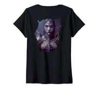 Femme Backprint Chevalier Vampire féminin dans l'ombre T-Shirt avec Col en V