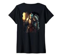 Femme Backprint Chevaliers fantastiques en feu T-Shirt avec Col en V