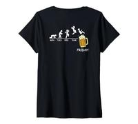 Femme Backprint Friday Evolution Agenda semainier avec bière T-Shirt avec Col en V
