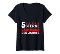 Femme Backprint Jardinier 5 étoiles de l'année T-Shirt avec Col en V