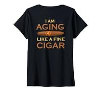 Femme Backprint Je vieillis comme Un Bon Cigare T-Shirt avec Col en V