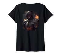 Femme Backprint Le Chevalier Un héros dans Le Monde Sombre T-Shirt avec Col en V