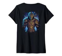 Femme Backprint Le Combattant de l'ombre des ténèbres T-Shirt avec Col en V
