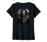 Femme Backprint Le Pouvoir et mystère des Vampires T-Shirt avec Col en V