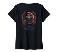 Femme Backprint Loup épique Le Pouvoir et la beauté T-Shirt avec Col en V