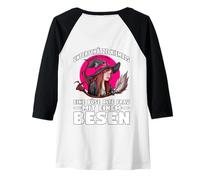 Femme Backprint Ne sous-Estimez jamais Une Vieille Femme maléfique avec Un Balai Manche Raglan