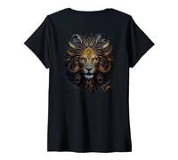Femme Backprint Puissance majestueuse du Lion Fantastique T-Shirt avec Col en V