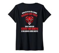 Femme Backprint Quand Je Vais en Enfer Diable et Satan T-Shirt avec Col en V