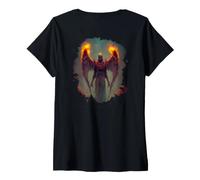 Femme Backprint Soldats Zombies Vampires l'horreur Morts-Vivants T-Shirt avec Col en V