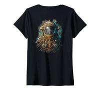 Femme Backprint Un Extraterrestre sur Terre T-Shirt avec Col en V