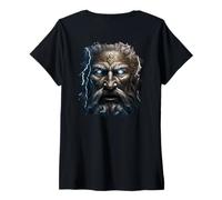 Femme Backprint Zeus Le Roi des Dieux grecs T-Shirt avec Col en V