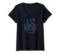 Femme Backstreet Boys - I Heart BSB T-Shirt avec Col en V