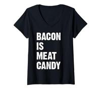 Femme Bacon is Meat Candy T-Shirt avec Col en V