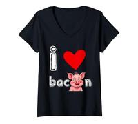 Femme Bacon Squad Funny Piggy Breakfast Humour Grill Bacon Fan Meme T-Shirt avec Col en V
