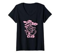 Femme Bad Boys Club Graphique retourné T-Shirt avec Col en V