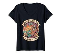 Femme Bad Decisions Forever Graphique Squelette Plage T-Shirt avec Col en V