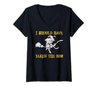 Femme Bad Flyer Flying Scared Witch J'aurais dû Prendre Le Bus T-Shirt avec Col en V