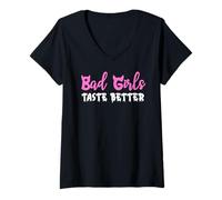 Femme Bad Girls Taste Better Nun Bad Girl Suck Good Girls Tequila T-Shirt avec Col en V