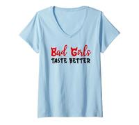 Femme Bad Girls Taste Better Unholy Nun Dark Romance Sexy Women T-Shirt avec Col en V