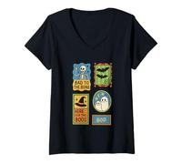 Femme Bad to The Bone est là pour The Boos Boo T-Shirt avec Col en V