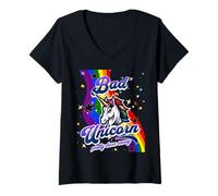 Femme Bad Unicorn Funny Rainbow Unicorn Girls Mad Unicorn Amoureuse de licornes T-Shirt avec Col en V