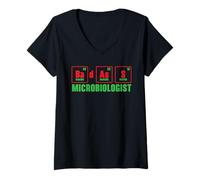Femme Badass Microbiologiste Professeur de Sciences Biologie Majeur T-Shirt avec Col en V