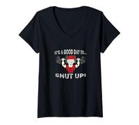 Femme Badass Santa C'est Une Bonne journée pour se taire T-Shirt avec Col en V
