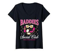 Femme Baddie Social Club Funny Girly Bestie T-Shirt avec Col en V