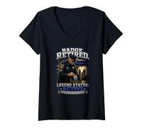 Femme Badge d'application de la Loi à la Retraite Adjoint du shérif de Police à la Retraite T-Shirt avec Col en V