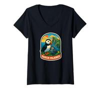 Femme Badge de Voyage avec Inscription « Mom and Chick » des îles Féroé - Cadeau côtier T-Shirt avec Col en V
