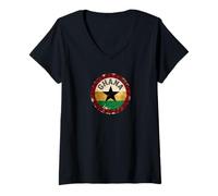Femme Badge Drapeau du Ghana rétro Vintage fierté ghanéenne T-Shirt avec Col en V
