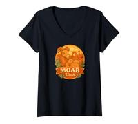 Femme Badge Moab Utah Desert Bighorn Ewe and Lamb T-Shirt avec Col en V