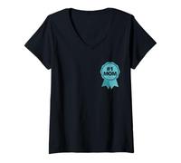 Femme Badge « No 1 Mom » « Best Mom Ever » - Cadeau idéal pour la fête des mères T-Shirt avec Col en V