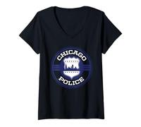 Femme Badge Police CPD Chicago Police Illinois Policeman T-Shirt avec Col en V