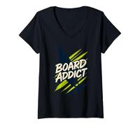 Femme Badge rétro Eat Sleep Windsurf Repeat Addict Tribe T-Shirt avec Col en V