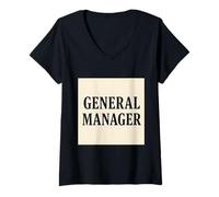 Femme Badge rétro pour Directeur général T-Shirt avec Col en V