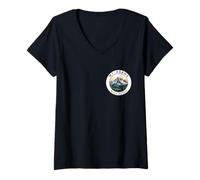 Femme Badge Souvenir de randonnée Mount Adams Washington Mountain T-Shirt avec Col en V