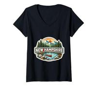 Femme Badge Souvenir de Vacances dans Le New Hampshire T-Shirt avec Col en V