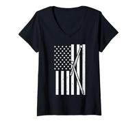 Femme Baguettes de Batterie avec Drapeau américain pour Homme, Femme, Enfant T-Shirt avec Col en V