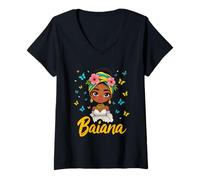 Femme Baiana Afro Brésilienne Fille Bahia Carnaval Brésil Femmes T-Shirt avec Col en V