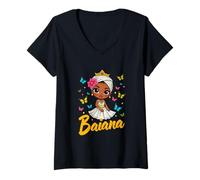 Femme Baiana Afro Brésilienne Fille Bahia Carnaval Brésil Femmes T-Shirt avec Col en V