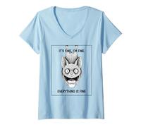 Femme Bain à café Its Fine Im Fine T-Shirt avec Col en V
