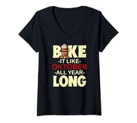 Femme Bake It Like October All Year Long T-Shirt avec Col en V