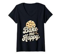 Femme Baking as Therapy Confort Cuisson et Relaxation Soins personnels T-Shirt avec Col en V