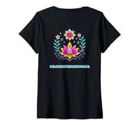 Femme Balance Is the New Power Mandala Floral Lotus T-Shirt avec Col en V