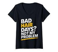 Femme Bald Bad Hair Days ? Ce n'est Pas Mon problème T-Shirt avec Col en V