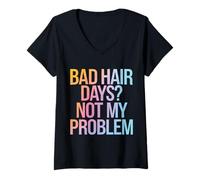 Femme Bald Bad Hair Days ? Ce n'est Pas Mon problème T-Shirt avec Col en V