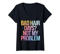 Femme Bald Bad Hair Days ? Ce n'est Pas Mon problème T-Shirt avec Col en V