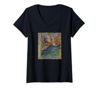 Femme Baleine bestiaire médiévale vers 1270 T-Shirt avec Col en V
